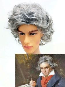 Beethoven Wig Full Head Cover Natural Fluffy for Men And Women Performance Props Loose Hair Short Curly Fashionable Men