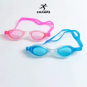 CHAMPS Kacamata Renang Anti UV dengan Double Strap Anti-Lelehan untuk Anak-Anak dan Dewasa - Warna Cerah