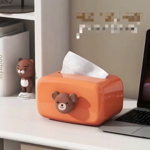 COD กล่องทิชชู่หมี กล่องกระดาษเช็ดมือสำหรับใช้ในบ้าน กล่องทิชชู่ในรถ กล่องกระดาษเช็ดมือห้องน้ำ