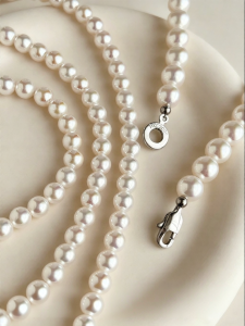 YISHU | Popular New Luxury Pink Light Akoya Pearl Necklace 8mm