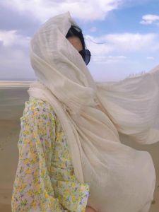 Summer Womens Scarf Desert Travel Sun Protection Shawl Ethnic Style Tea Card Salt Lake Photo Silk Scarf Thin Cotton Linen Scarf