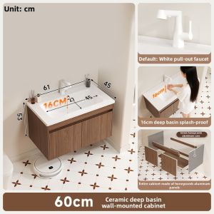 LANGXIANG | Retro Style Ceramic Integrated Bathroom Cabinet Sink 45cm Wide