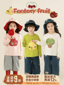 Cute Breathable Moisture-Wicking Cartoon Print T-Shirt for Girls Casual Long Sleeve Round Neck Spring Fashionable Top