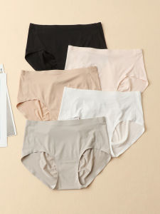 ผ้าไหม กางเกงใน ผู้หญิง ชิ้นเดียวไร้รอยต่อ ระบายอากาศได้ดี บาง กางเกงใน เอวกลาง เรียบง่าย ชุดชั้นในเยาวชนสีบริสุทธิ์ กางเกงขาสั้น ชุดชั้นใน