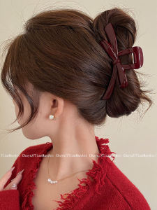 Large Size French Style Ankela Red Shark Clamp Hair Clip Fashionable Hair Accessories for Women Big Hair Clips Wine Red Color