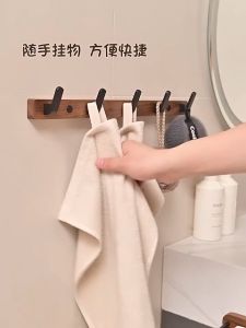 Gantungan Baju Pintu Bor Bebas Kait Kayu Padat Aluminium Tebal Pakaian Pintu Kait Dinding Gantungan Penyimpanan Kamar Mandi Toilet Rak Gantung Hook 3 4 5 7 Kait