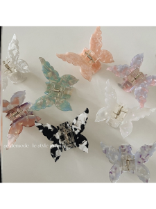 French Style 3D Butterfly Hair Clip Girls Acetate Shark Clamp Half Updo Hair Accessories Korean Style Hair Grips
