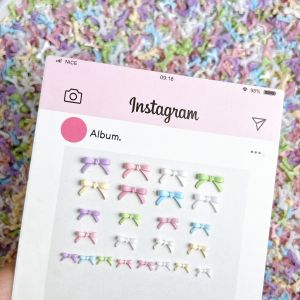 60PCS Multiple Colors Mini Resin Bowknots Nail Charms 3D Minimalist Cute Line Bows Nail Art Decorations for DIY Sweet Manicure