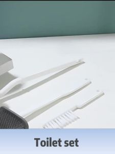 Solve all cleaning problems Toilet Brush Set wall-mounted PP-TPR material three-in-one bathroom long-handled soft-bristled cleaning brush household daily necessities no need to drill holes