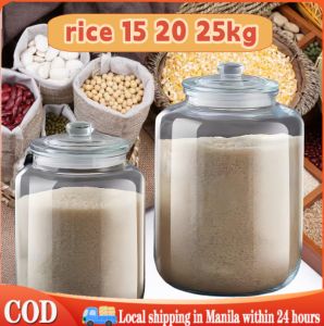 Big Glass Jar with Lid Storage Rice Dispenser 25 kilos/10kg/5kg Kitchen Canister Jar Rice Jar Rice Storage