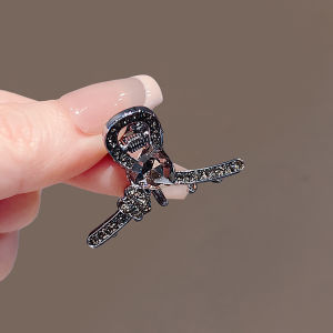 Korean Style Shiny Crystal Rhinestone Love Hair Claw Sweet Temperament Side Bangs Cross Clip Top Clip Female Hair Accessories