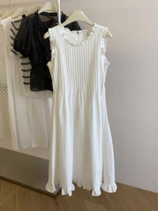 PAIBOLI | Summer 2025 Womens Midi Dress White Sleeveless Vest Dress Beach Vacation A-Line Skirt Style Large Size Fashionable New Arrival