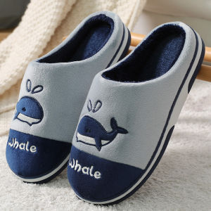 Warm Fleece Slippers Mens Winter Home Shoes Anti-Slip Comfortable Large Size Cotton Slippers Couple Matching Slip-On Boots