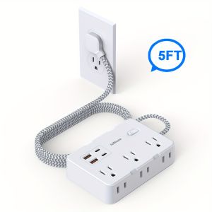 US Plug Power Strip Surge Protector with 6 AC Outlets 4 USB Ports5FT/10FT/15FT Extension Cable Socket Adapter for Home Office