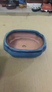 Chậu áng mây  bonsai mini gốm bát tràng mầu xanh dương