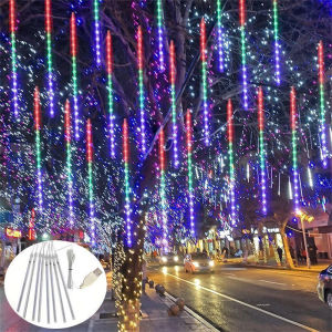 USB LED ฝนดาวตกไฟ Falling Rain Drop Fairy String Light กันน้ําสําหรับคริสต์มาสปาร์ตี้ Garden ตกแต่งวันหยุด