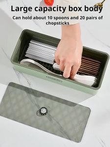 [HomeAmaze] Luxury Chopsticks Storage Box | Cutlery Box with Cover | Drainer Cutlery Container | Utensils Organizer