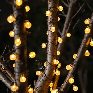 12 Meters Solar String light Outdoor Waterproof 100 LED Christmas Crystal ball for Patio bulb Lights With Solar Panel Original Flash Fairy Garden Party Camping Garland Lamp Porch Wedding Party Decoration lamp