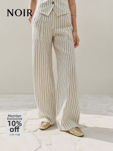 MO&Co. | French Linen Mid-waist Straight-leg Trousers