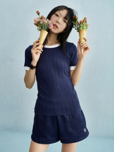 Champion | Summer Contrast Color Round Neck Shoulder-Fit Knitted Top
