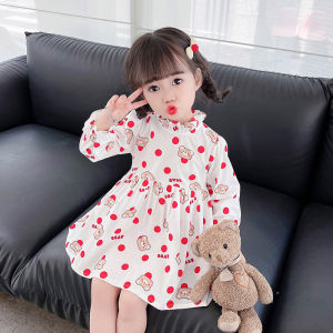 ชุดเดรสยาวแขนยาวฤดูใบไม้ผลิและฤดูใบไม้ร่วงสำหรับเด็กผู้หญิง ชุดเจ้าหญิงแฟชั่น ชุดเด็ก ชุดเดรสยาวปานกลาง ฤดูใบไม้ร่วง 2023