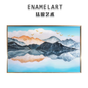 FL.ART Enamel Painting Fu Lu Shui Dong New Chinese Style Hall Mountain Water Landscape Wall Art Decorative Picture for Corridor