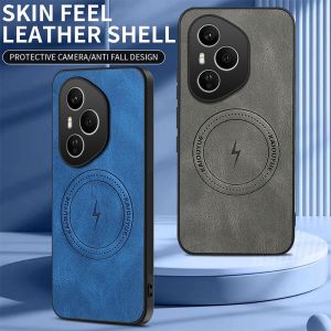 Mag-safe For Honor 400 Lite 200 Pro 5G Back Business Cover Sheepskin Leather Magnetic Case For Honor 400 Wireless Fundas
