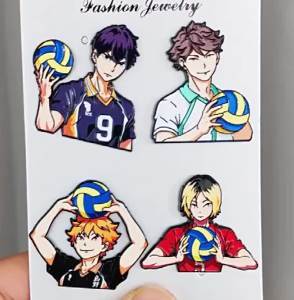 Bộ 4 Ghim Men Haikyuu Trâm Cài Anime Dành Cho Người Hâm Mộ Bóng Chuyền Hinata Kageyama Oikawa Kenma Quà Tặng Sưu Tầm