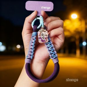 ZHENGEGE | Creative Color Contrast Two-strand Braided Traditional Style Mobile Phone Lanyard Soft Comfortable Cotton Rope
