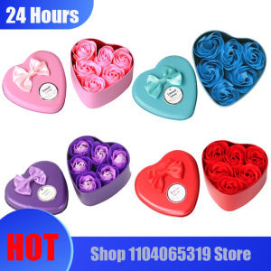 6PCS Soap Flower Home Bathroom Heart Scented Bath Body Petal Rose Flower Soap ValentineS Day Wedding Decoration Rose Soaps Gift
