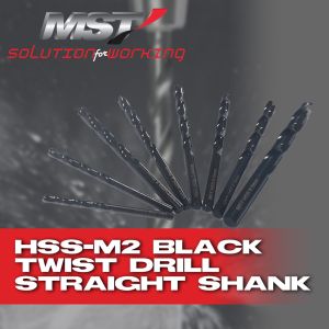 MST Mata Bor Besi 20mm - 39mm HSS M2 Hitam Black Twist Drill Straight Shank Fully Grinding