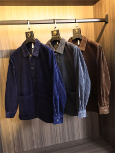 100% Pure Cotton Corduroy Fabric! Fall Winter Men Pure Color Soft Delicate Daily Order Loose Fashion Polo Collar Shirt