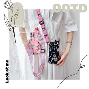 DIMBEPLY Fashion 3D Doll Cute My Melody Phone Case For Xiaomi Poco F3 F4 GT F5 Pro M2 M5 M4 M6 Pro X3 X4 X5 X6 Pro 5G C61 C65 Love Heart Cartoon Kuromi Cover with Long Strap Bracket Soft TPU Case