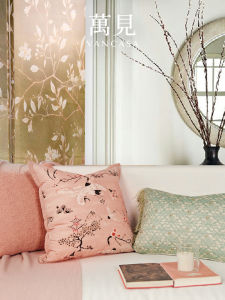 VANCASA French Style Pink Pillow Cover Luxury Sofa Living Room Cushion Case Versatile Polyester Blend Customizable Removable