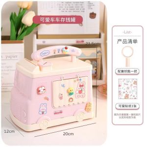 Creative Childrens Car Money Box New Year Gift for Girls High Aesthetic Value Plastic Savings Canister Festive Supplies
