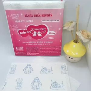 Bịch 100 Tấm lót sơ sinh chính hãng Hiền Trang miếng lót phân su thấm hút mềm mịn miếng lót thay tã