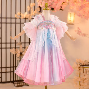 New Chinese Style Girls Hanfu Spring Autumn Super Fairy Tale Traditional Costume Childrens Tang Suit Ancient Assembly Clothes