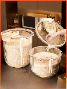 Food Grade Sealed Moisture Proof Pest Resistant Rice Storage Container Home Use Large Capacity Plastic Kitchen Storage Jar