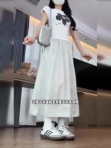 XIANYIJIAO | Beige Workwear A-Line Summer Skirt for Plus Size Women Slimming