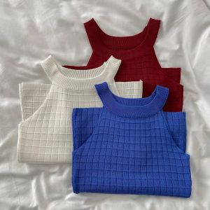 Street Style Casual Sleeveless Top for Women Simple Elegant Summer Fashion Tank Top Female Clothing Other Material 100%