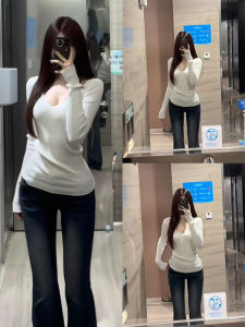 Pure Desire Spicy Girl V-Neck Long Sleeve Knitted Base Shirt Women Early Autumn Fashion Slim High-End Feeling Sweater Innerwear Top