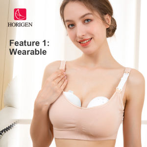 Horigen hands-free manual breast milk collector is made of silicone material offering comfort and being lightweight.