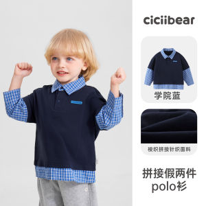 Ciciibear College Style Long Sleeve Spring Autumn Childrens Polo Shirt Boys Clothing Cotton T-Shirt Kids Fall Fashion