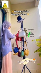 𝗦𝗜𝗠𝗣𝗟𝗘 𝟭𝟮 𝗛𝗢𝗢𝗞𝗦 STEEL Hanging Pole for Bag Clothes Umbrella / Rak Penyangkut Baju Seluar Kain Tuala Serbaguna