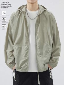 Hooded Lightweight Loose Mens Summer Sun Protection Jacket UPF50+ Outdoor Sports Quick Dry Outerwear Anti-Uv Windbreaker