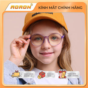 Kính Trẻ Em Aoron Mắt Kính Cho Bé Trai/ Bé Gái 4- 13 Tuổi Tròng Chống Ánh Sáng Xanh Bảo Vệ Mắt Bé Khung Kính Chống Gãy Thiết Kế Dáng Tròn Dễ Thương - AK135