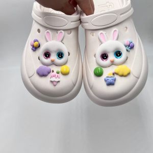 10Pcs/Set Crocs Charms Shoes Accessories Cute Rabbit Shoes Flower Decoration Shoe Buckle for Crocs
