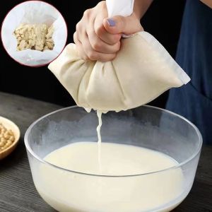 3PCS Nylon Soy Milk Filter Bags Reusable Soy Yogurt Tea Beer Coffee Oil Food Filter Net Drawstring Kitchen Strainer Bag