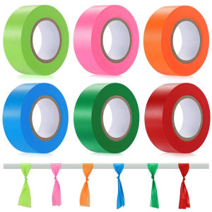 10 Color Fluorescent Flagging Tape 1 Inch X 30 Yards Per Roll Non-Adhesive Plastic Ribbon for Tree/Hunting/Trail/Boundary Marki