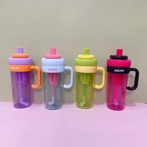 NEW! Botol Minum Sport With Sedotan+Gagang Gym Enjoy 830ml Bahan Plastik Tebal Aman Anti Tumpah 0217